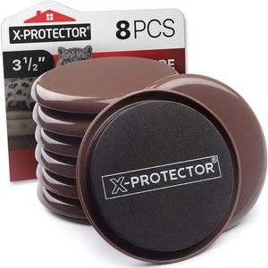 Furniture Sliders for Carpet X-PROTECTOR - 8 PCS Best Heavy Moving Pads 3 1/2" - - Picture 1 of 12