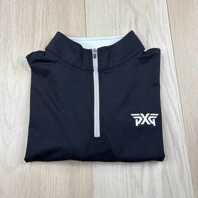 NUEVO CON ETIQUETAS Peter Millar Crown Sport Para Hombres Negro Logo PXG 1/4 Cremallera Pullover Sudadera 2XL Foto 1 de 4