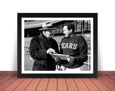 Framed GEORGE HALAS & SID LUCKMAN Photo Picture CHICAGO BEARS in 8x0 or 11x14 W1 - Image 1 of 4