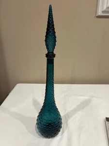 Empoli Vintage Bright Blue 22" Genie Diamond Point Bottle Matching Stopper - Picture 1 of 14