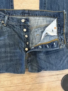 Levis 501 Jeans Herren 34x36 Blau Denim Hose Button Fly Straight - Bild 1 von 16