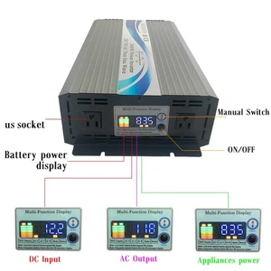 Inversor de energía de onda sinusoidal pura 3000 W 12 V CC 120 V AC LCD pantalla para autocaravana hogar solar - Imagen 1 de 12