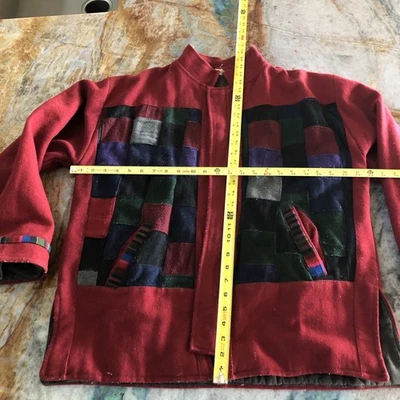 Chaqueta De Colección Oficial Khans Kloset Lana Hecha en India Grande Patchwork Foto 1 de 4