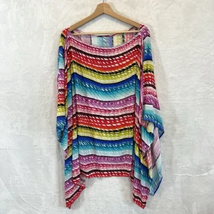 Trina Turk Poncho Oberteil Schwimmen Überziehen Prismatischer Kaftan Mehrfarbig Einheitsgröße - Bild 1 von 10