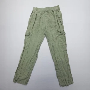 C & C California 100% Linen Cargo Pants Womens Medium Green Pull On Lagenlook - Picture 1 of 10