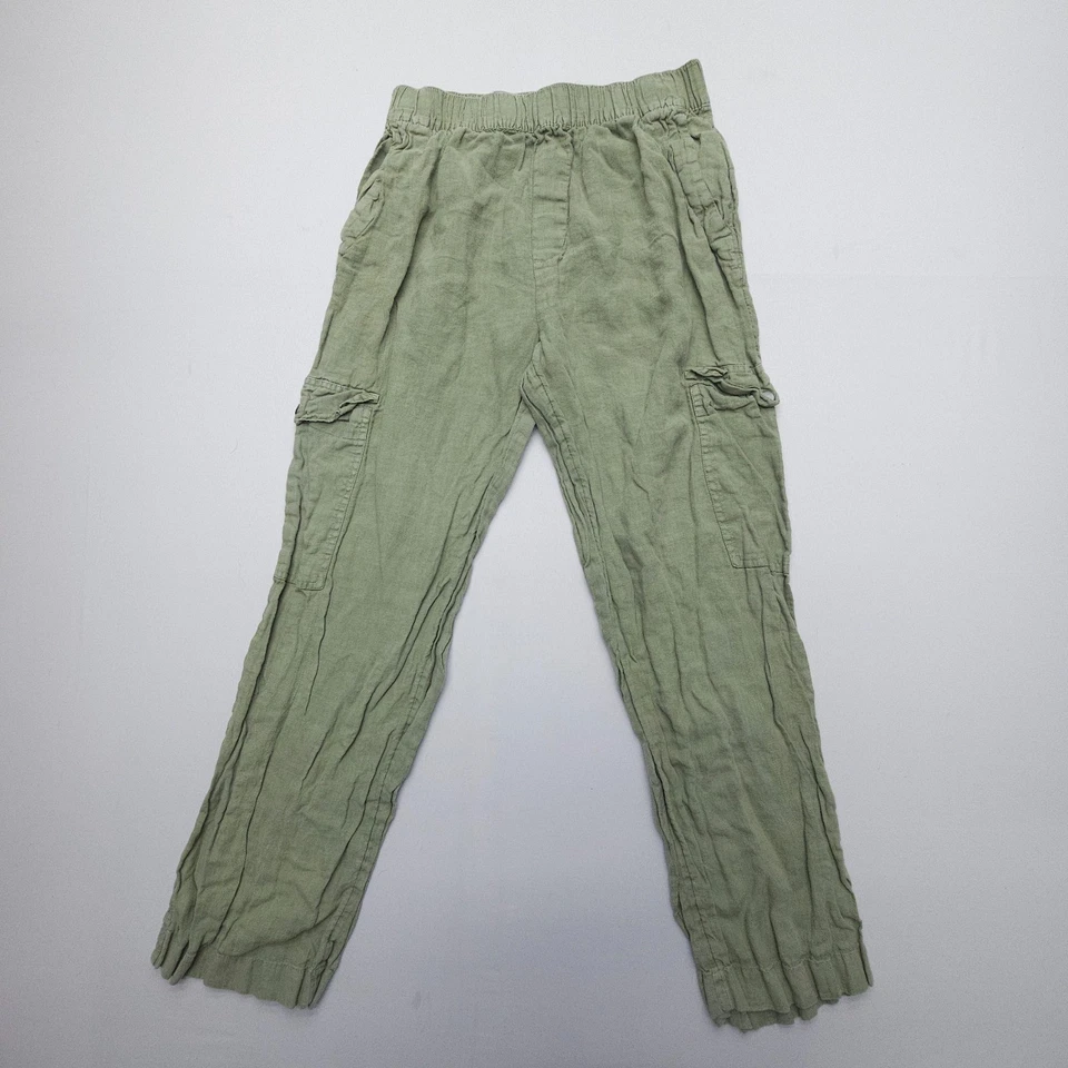 C & C California 100% Linen Cargo Pants Womens Medium Green Pull On Lagenlook - Image 1 of 4