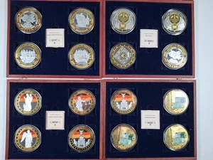 #2 Medaglie Collezione 16x Giganti Euro 70mm 137g Cu Argentato Placcato Oro - Foto 1 di 9