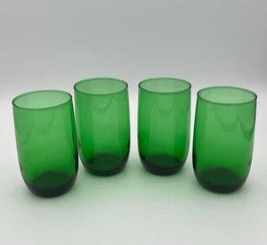 Anchor Hocking Forest Green Juice Glasses “Roly-Poly Tumblers” Set of 4 - Picture 1 of 6