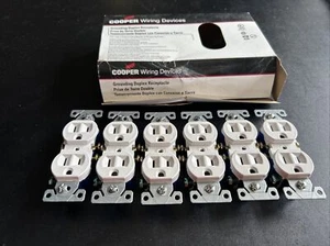(6) NEW Cooper 270W White Duplex Outlet Receptacles NEMA 5-15R 15A 125V - Picture 1 of 1