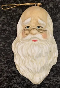 Vintage Ceramic Santa Head Ornament Father Christmas Balding With Glasses (v.F) - Picture 1 of 2
