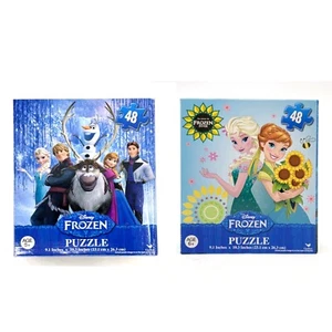 2 Disney Frozen Jigsaw Puzzle Set 48 Pieces Elsa Anna Olaf 9x10.3" 2 Pack - Picture 1 of 6