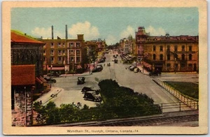 Postcard Guelph Ontario c1930s Wyndham Street Old Cars Shops by PECO - Bild 1 von 2