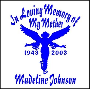 In Loving Memory of Vinyl Decal Angel Personalized Name Dates Memorial Guardian - Picture 1 of 4