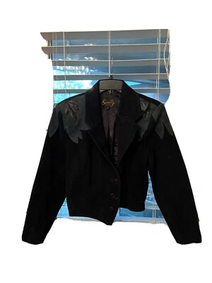SCULLY SIZE 10 WOMEN'S GENUINE LEATHER SUEDE BLACK JACKET HONG KONG SINCE 1806 S - Image 1 of 4