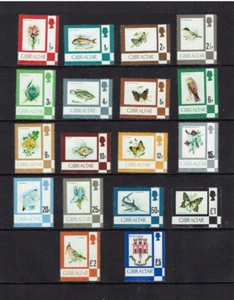 Gibraltar: 1977, Birds, Flowers, Fish Definitive, Complete Set of 18 MNH - Picture 1 of 1