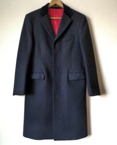 Crombie, wool flanell navy coat, Medium