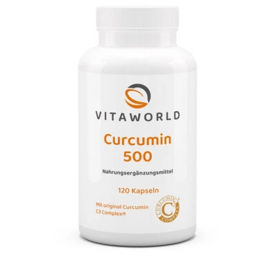 Vita World Curcumin 500mg 120 Vegi Kapseln Kurkuma Curcuma C3 Complex Piperin - Bild 1 von 4