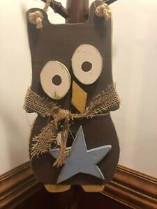 Owl Star Wall Plaque Hanging 17 High Primitive Country Art Rustic Sign Nursery 