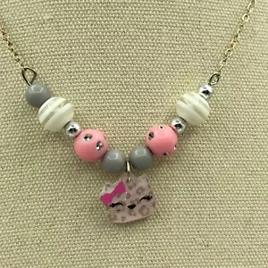 CUTE Pink & Grey Cat Pendant Necklace on Silver Tone Chain Pretty Claire's Kids - Picture 1 of 13