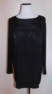 Vintage Ellen Tracy schwarze Seiden Perlen Tunika, Gr. M, 1 Besitzer, ca. Ende 80er Jahre - Bild 1 von 8