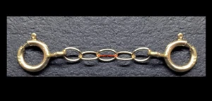 Cable 14k 2mm Oro Amarillo Sólido 5mm DOBLE Resorte Anillo 1" Cadena Extensor Seguridad - Imagen 1 de 4