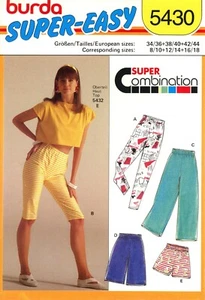 Burda 5430 Capri o pantaloni alla caviglia, pantaloncini o bermuda taglia 8/10 - 16/18 TAGLIO COMPLETO - Foto 1 di 6