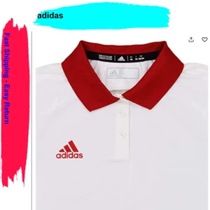 Adidas Game Built Coaches Polo - Men's Multi-Sport, White/RED, Lg - Picture 1 of 2