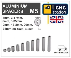 M5 5mm ID Aluminium Spacers 3 3.17 6mm 6.35 9 13.2 20 35 40 mm openbuilds V-slot - Picture 1 of 2