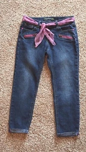 Girls Size 10 Jordache Ankle Skinny Jeans - Pink Scarf Belt - W-26" I-20" - Picture 1 of 3