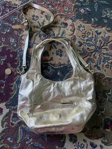 Issac Mizrahi Gold Metallic Large Hobo bag With Handles /Strap - Picture 1 of 9