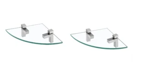 2 Pack) KES Glass Corner Shelf for Bathroom Corner Shelf Tempered Glass Shelf - Picture 1 of 6