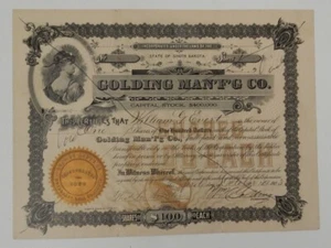 Golding Man'f'g Co certificato di magazzino MA stampa Inc in South Dakota Nutter - Foto 1 di 3
