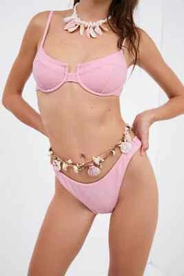 NUEVO CON ETIQUETAS Victoria Secret For Love & Lemons Tiana Shine Bikini Top Traje de Baño Rosa Grande Foto 1 de 4