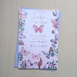 Geburtstagskarte Schwägerin 9"x6" - Blume weiblich Damen Frauen Erwachsene - Bild 1 von 3