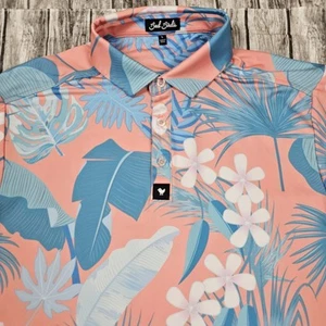 Mens L Bad Birdie Floral Tropical Performance Stretch Polo Hawaiian Golf Shirt - Picture 1 of 8