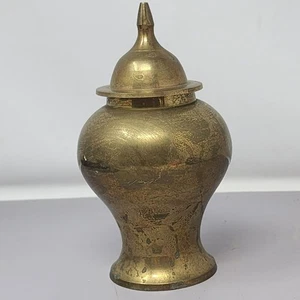 Vintage Messing Deckel Urnenvase mit Patina - klassische Wohndeko - Bild 1 von 9