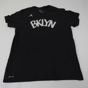 Brooklyn Nets Nike NBA Authentics Jordan Short Sleeve Shirt Men's Black Used - Picture 1 of 5