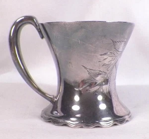 Child's Mug Silverplate Monogram J Flower Engranved Poole 315 Antique - Picture 1 of 8