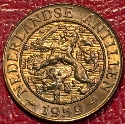 HIGH GRADE AU/UNC 1959 NETHERLANDS ANTILLES 2 1/2 CENT COIN-OCT453 - Image 1 of 2