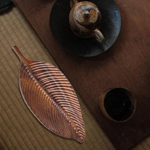 Wooden Serving Tray Leaf Shape Sushi Plate for Kitchen Countertop Cafe - Picture 1 of 6