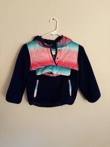 1 Madison Girls Jacket Fleece Hooded Warm Blue Pink Size 5 Cozy R2 - Picture 1 of 8