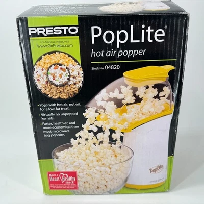 Máquina de palomitas Presto Poplite Stock No. Popper de aire caliente 04820 blanco amarillo - NUEVO Foto 1 de 4