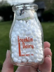 Vintage Franklin Dairy Half Pint Glass Milk Bottle Fair Hope PA Pennsylvania - Picture 1 of 5