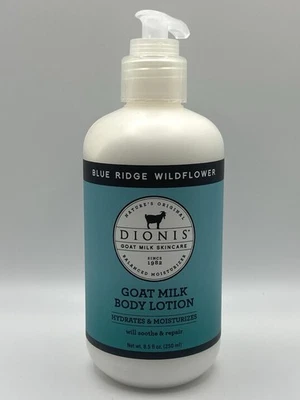 Loción corporal de leche de cabra Dionis Blue Ridge flor silvestre 8,5 fl oz nueva sin caja descontinuada - Imagen 1 de 4