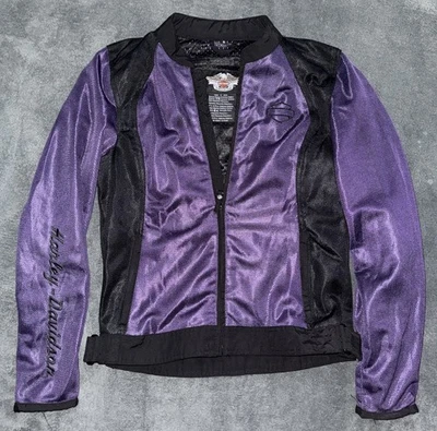 Harley-Davidson Women's Small Purple and Black Mesh Motorcycle Jacket - Image 1 of 4