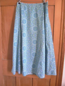 Nightingales Skirt Size 18 Pretty Blue/Green Pattern Cotton Elastic Waist Light - Picture 1 of 6