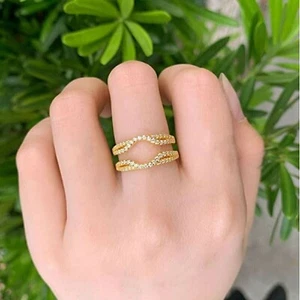 2 CT Round Cut Lab-Created Diamond Enhancer Wedding Ring 14K Yellow Gold Plated - Picture 1 of 3