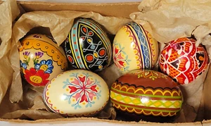 Real Blown Pysanky Chicken Eggs Hand Painted Ukraine Easter 6pc - READ - Picture 1 of 18