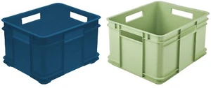 Unibox Industrial Stacking Recycled Plastic Storage Boxes Containers 3 x 28 Ltr - Picture 1 of 7