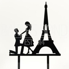 Proposta di fidanzamento Parigi SPOSA e SPOSO MATRIMONIO CAKE TOPPER Silhouette